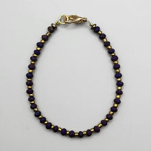 Load image into Gallery viewer, Dark Purple Crystal with Gold Seed Beads
