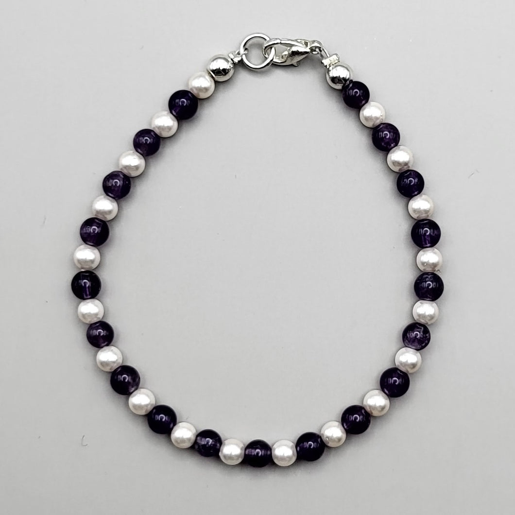 Purple Agate with Faux Pearls