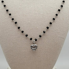 Load image into Gallery viewer, Black Onyx Linked with Sterling silver Heart pendant
