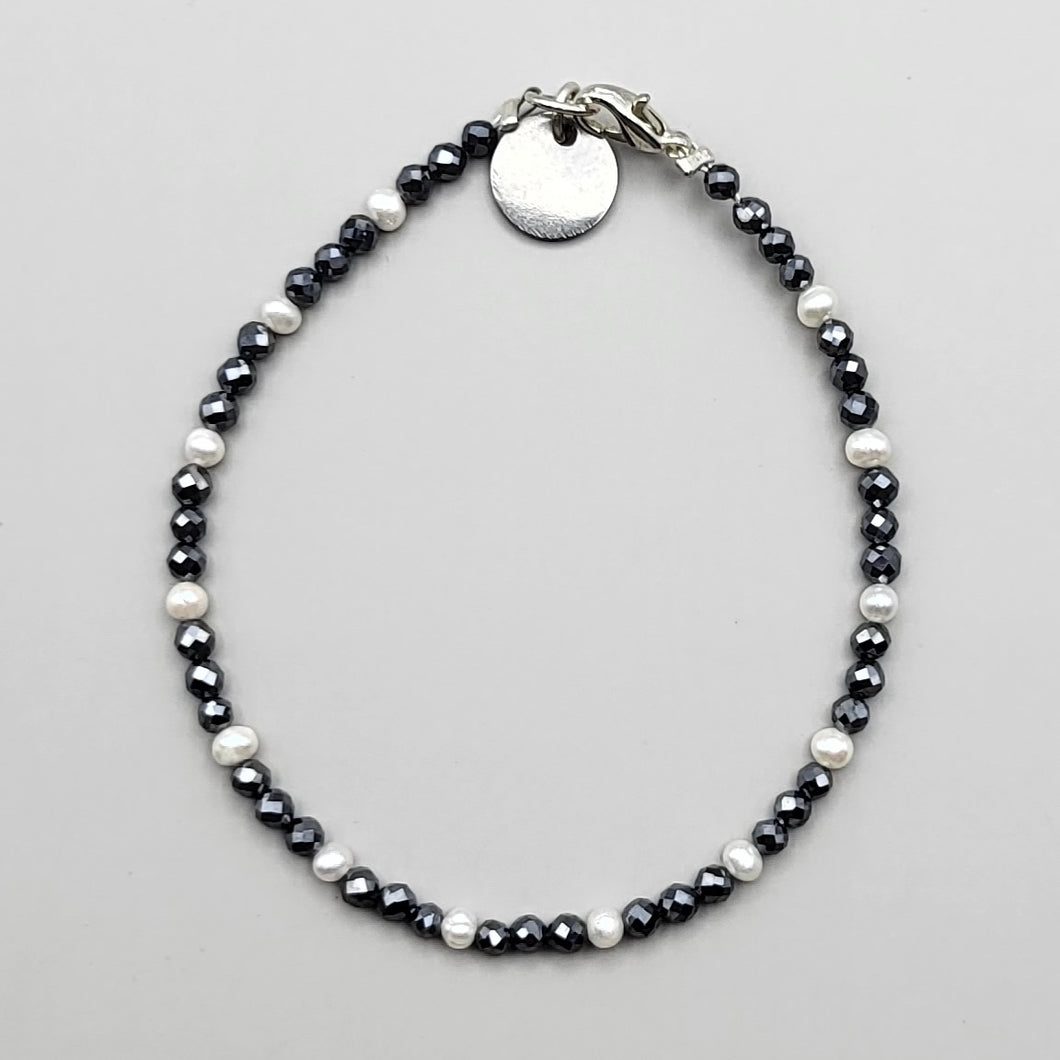 Navy Crystal with Freshwater Pearls
