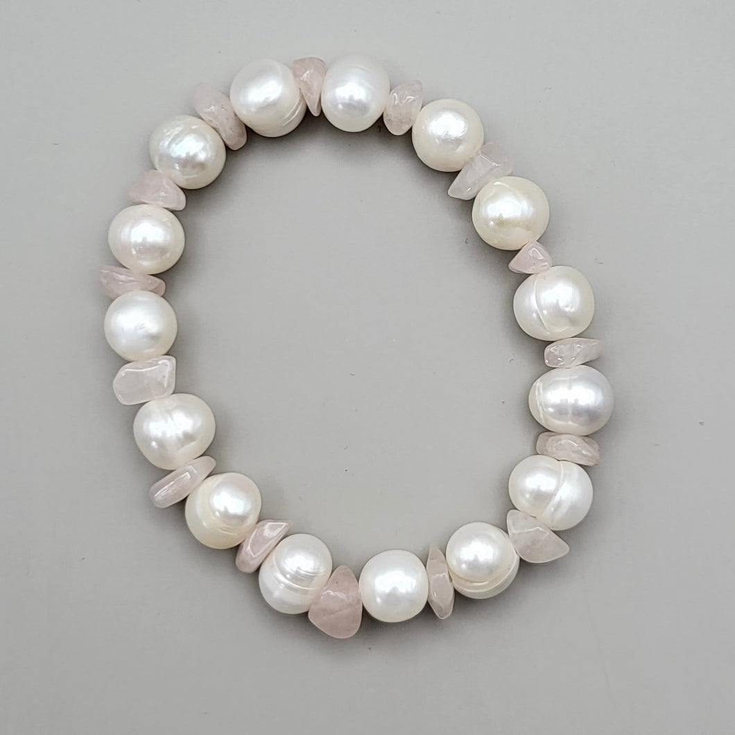 Pearls with Rose Quartz Chips