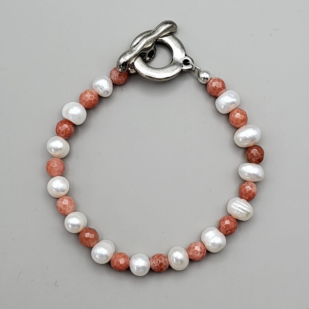 Orange Agate with Freshwater Pearls