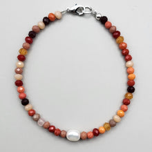 Load image into Gallery viewer, Orange Crystal Bracelet with a Freshwater Pearl
