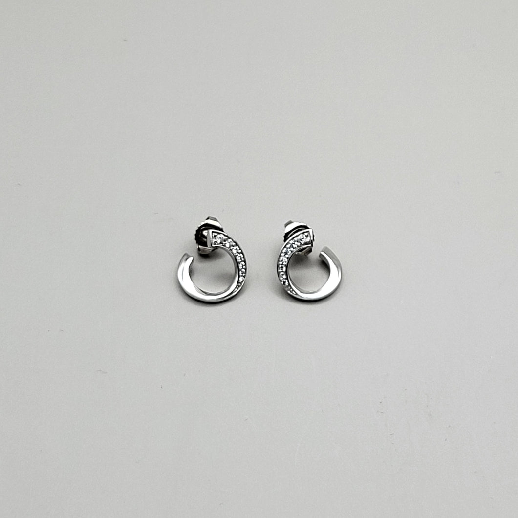 Rhodium Plated Sterling Silver Earrings with Zircons