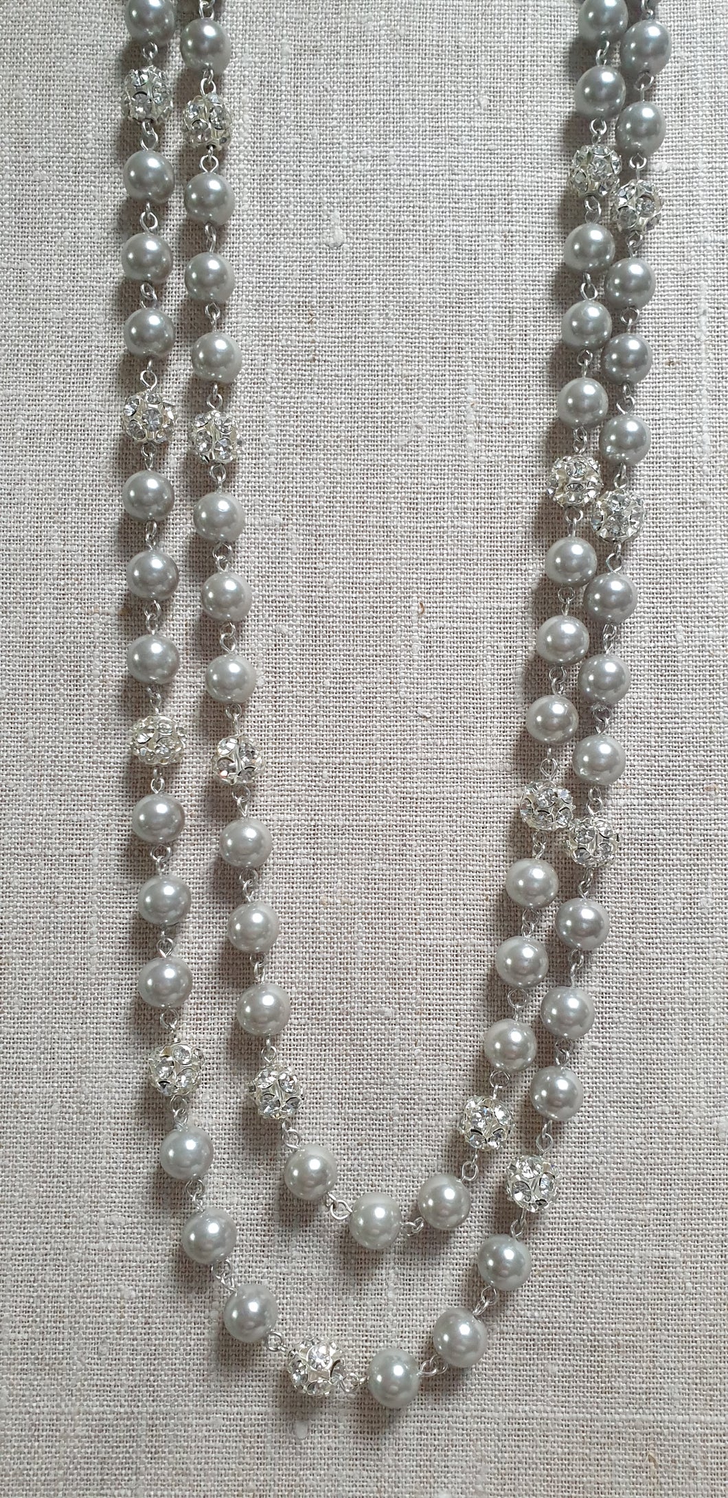 Long grey faux pearls