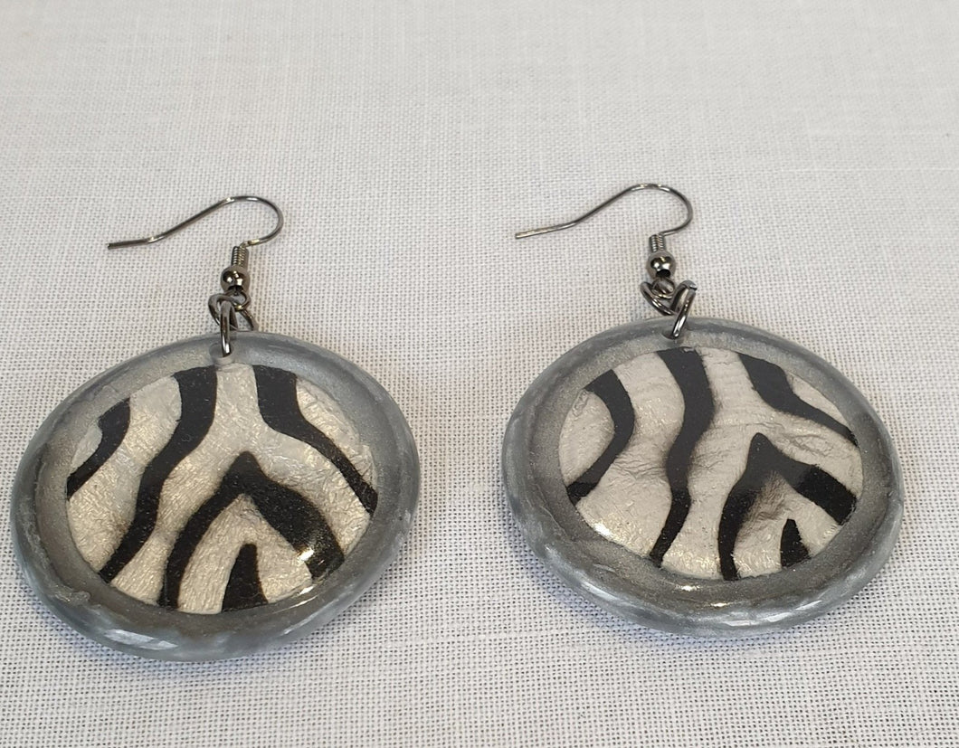 Zebra drop earrings